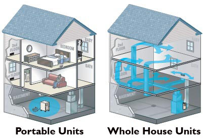 portable dehumidifier vs whole home dehumidifier